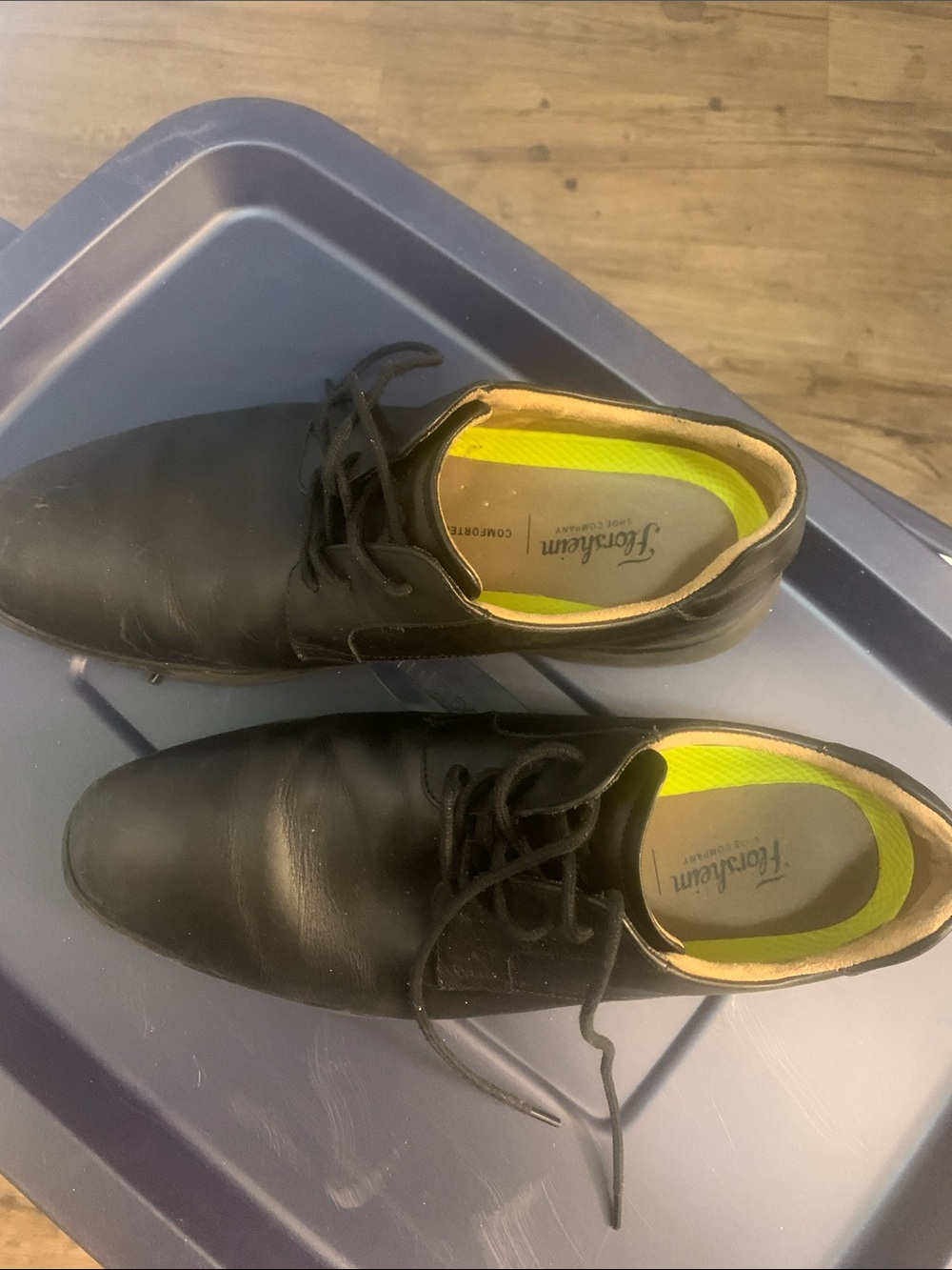 Florsheim Black Leather Lace-Up Oxfords with Neon Yellow Insoles
